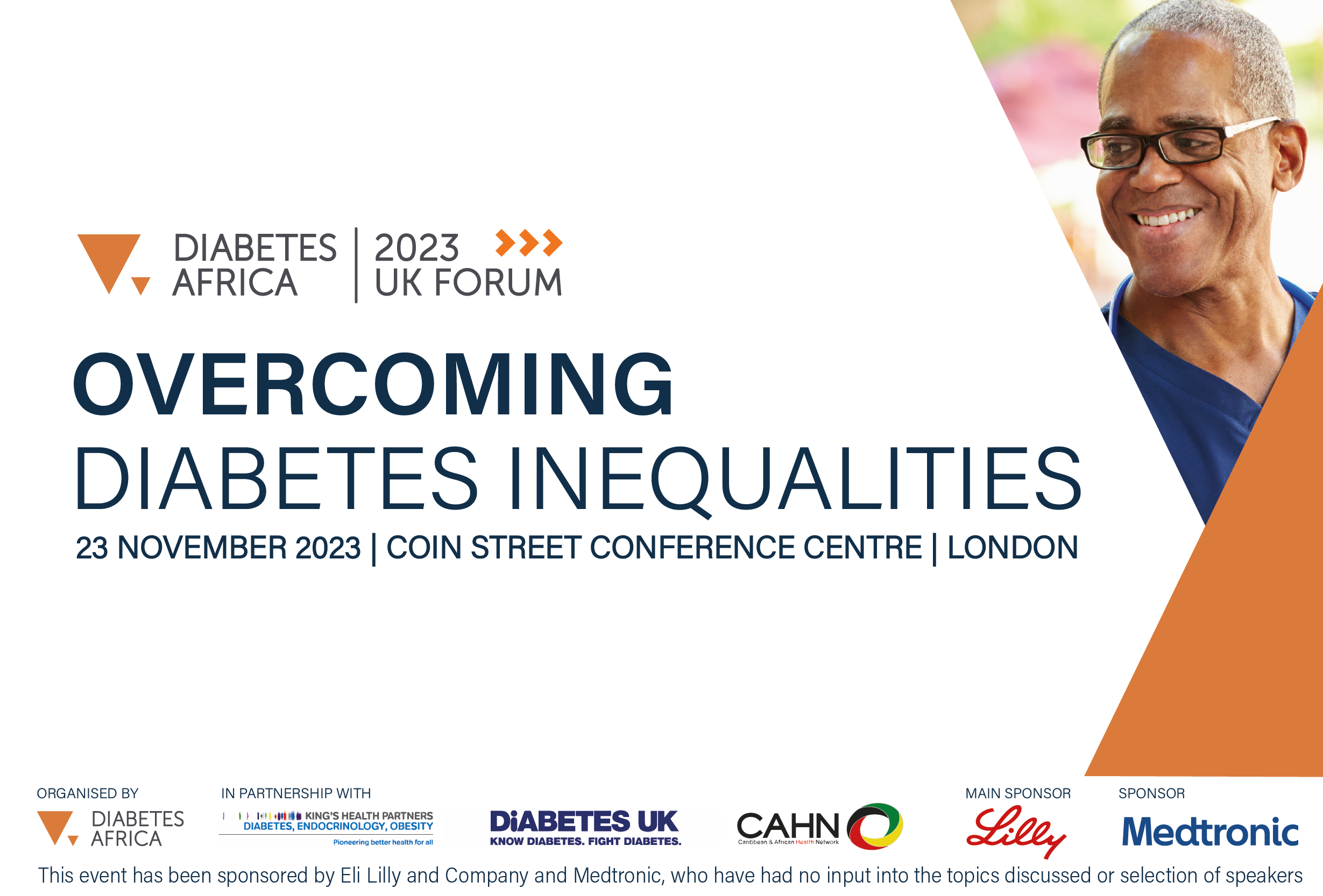 Overcoming Diabetes Inequalities UK forum promotional image. Text reads: 23 November 2023 | Coin Street Conference Centre | London